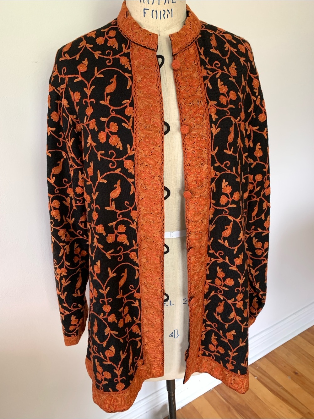 Vintage Kashmiri Embroidered Wool Jacket